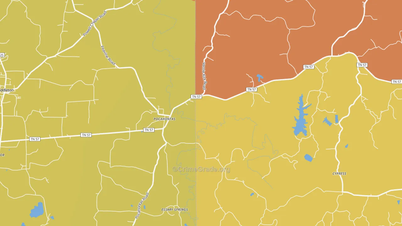 Pocahontas, TN Map of Assault Rates