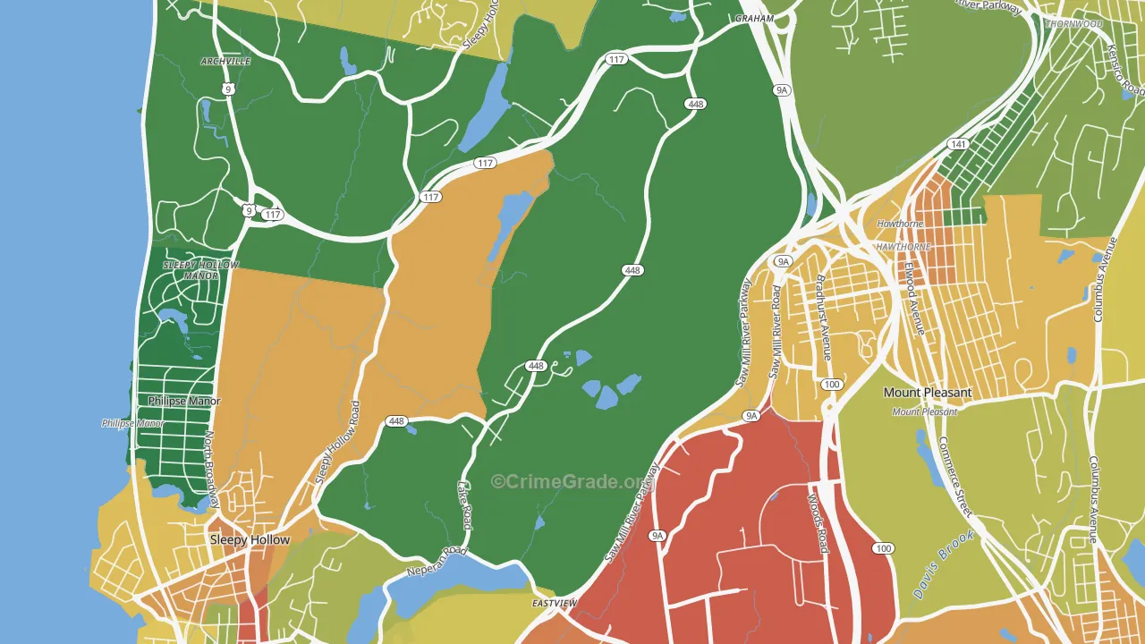 Pocantico Hills, NY Map of Assault Rates