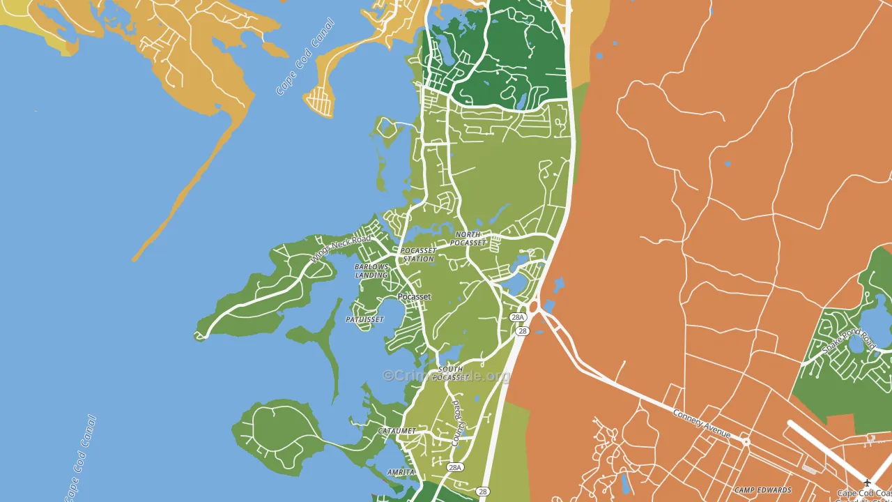 Pocasset, MA Map of Assault Rates