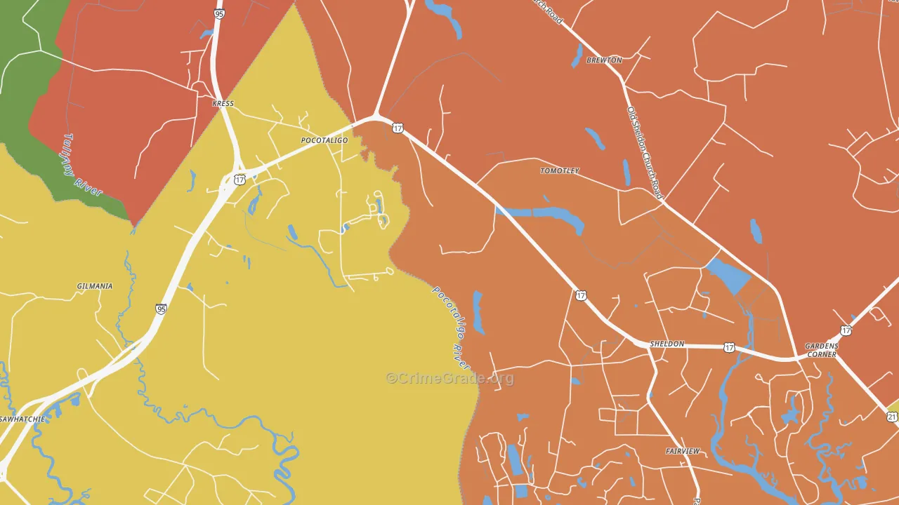 Pocataligo, SC Map of Assault Rates