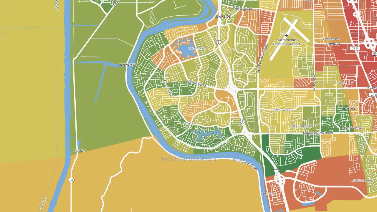 Pocket, Sacramento, CA Map of Assault Rates