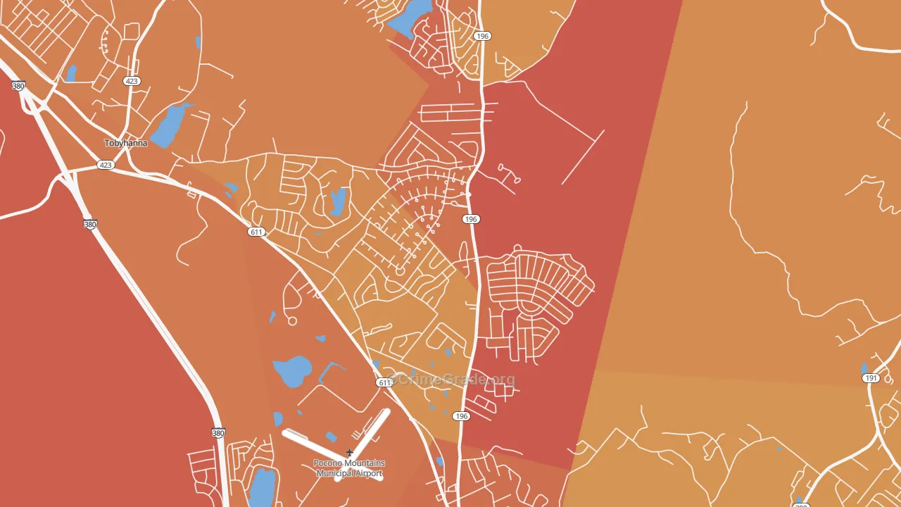 Pocono Farms, Tobyhanna, PA Map of Assault Rates