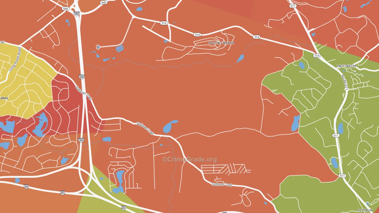 Pocono Manor, PA Map of Assault Rates