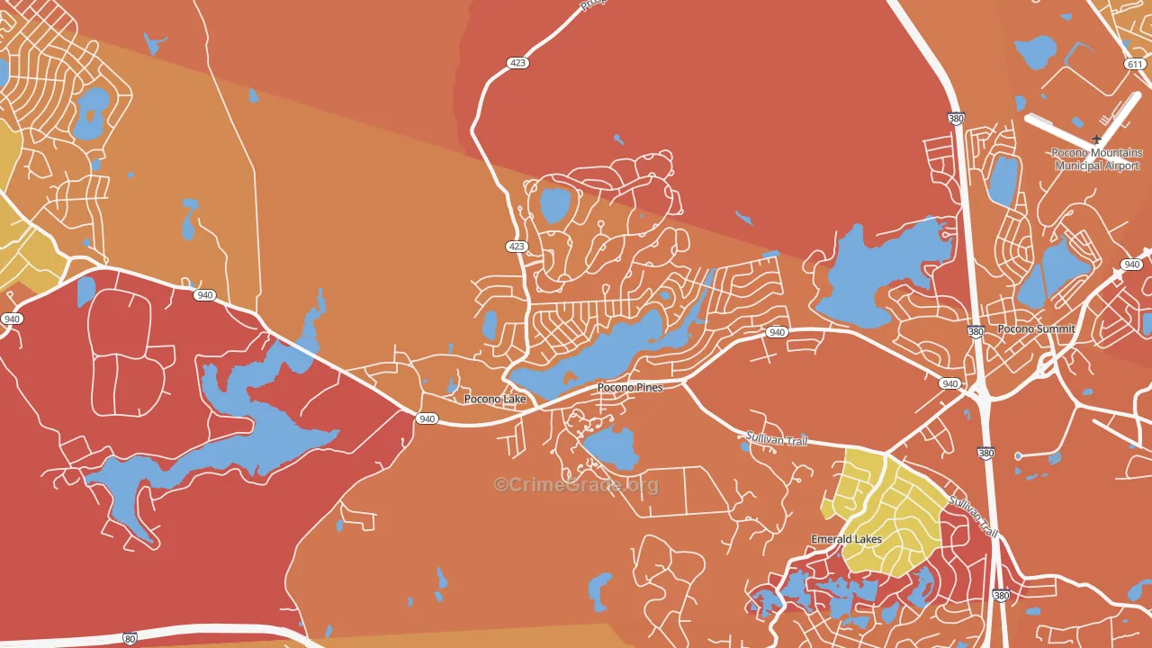 Pocono Pines, PA Map of Assault Rates