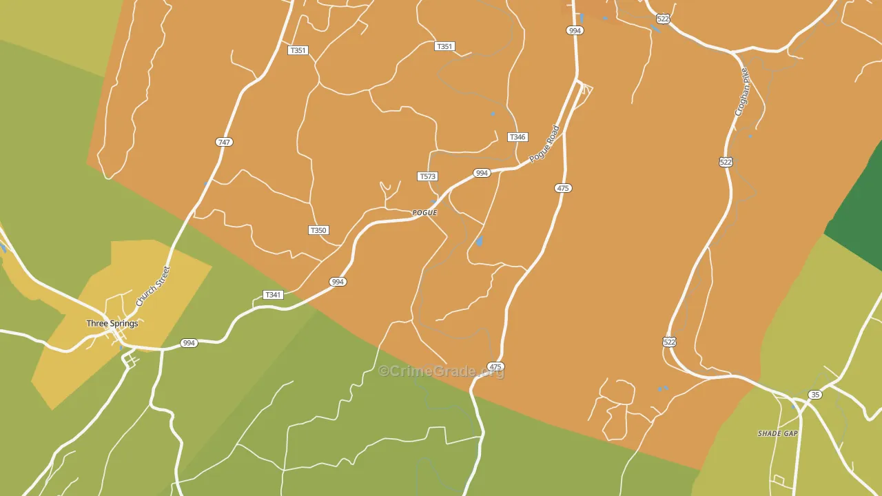 Pogue, PA Map of Assault Rates