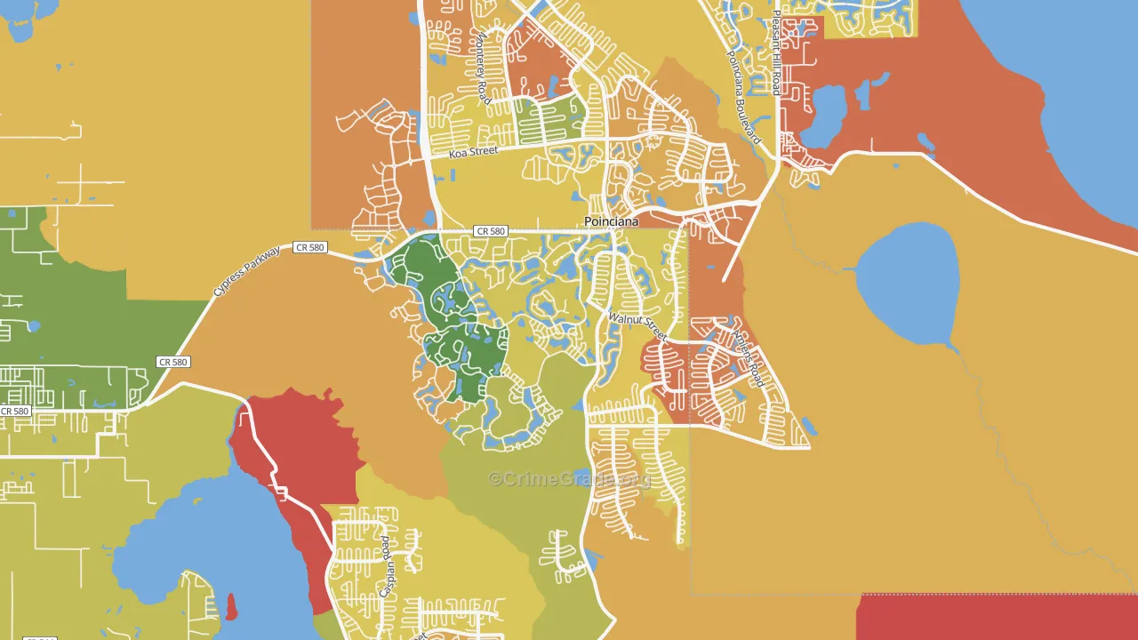 Poinciana, FL Map of Assault Rates
