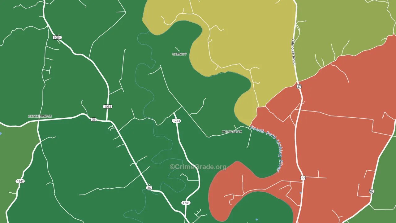 Poindexter, KY Map of Assault Rates