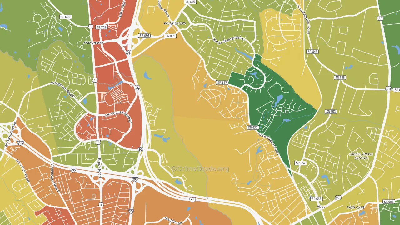 Poindexters, VA Map of Assault Rates