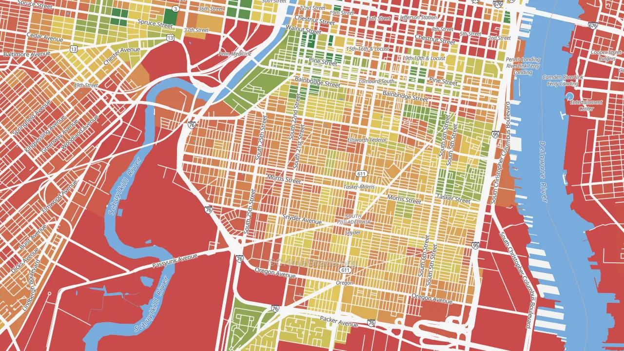 Point Breeze-Philadelphia, Philadelphia, PA Map of Assault Rates