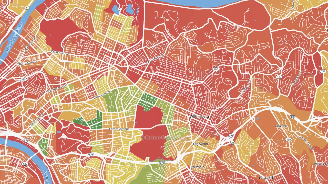 Point Breeze, Pittsburgh, PA Map of Assault Rates