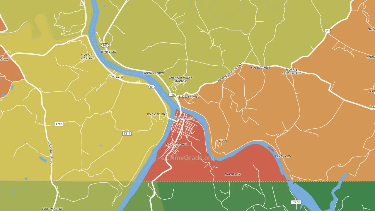 Point Marion, PA Map of Assault Rates