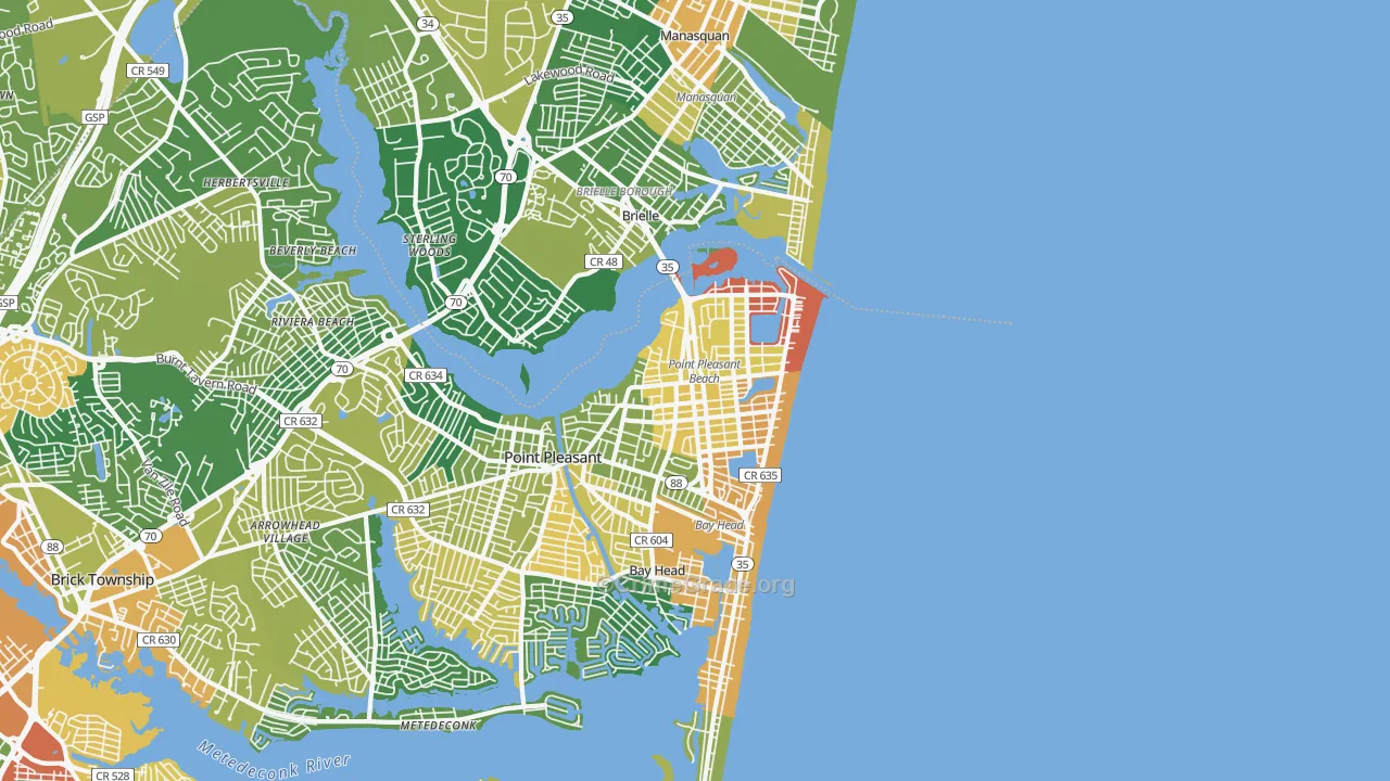 Point Pleasant Beach, NJ Map of Assault Rates