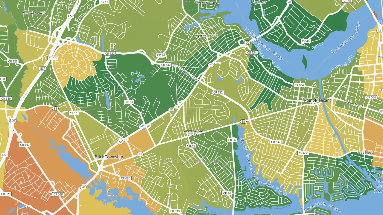 Point Pleasant Manor, Brick, NJ Map of Assault Rates