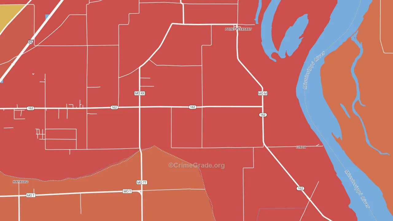 Point Pleasant, MO Map of Assault Rates
