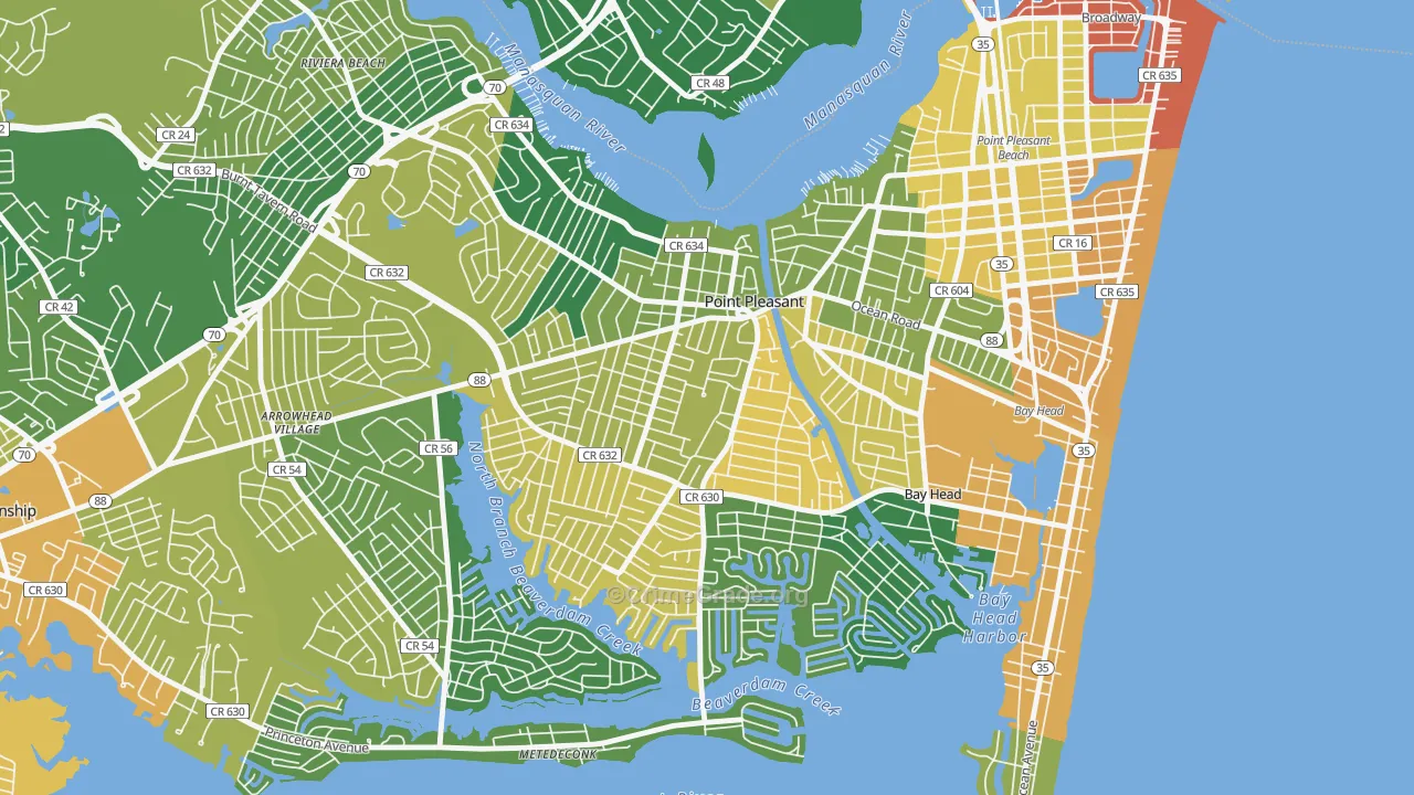 Point Pleasant, NJ Map of Assault Rates
