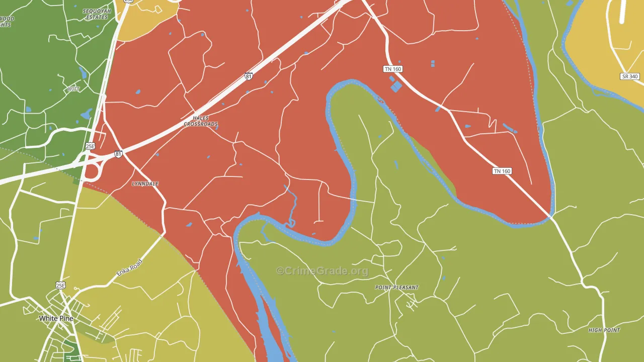Point Pleasant, TN Map of Assault Rates