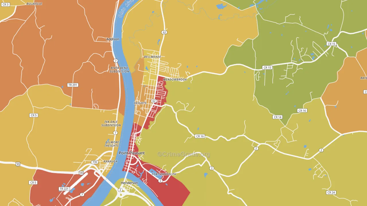 Point Pleasant, WV Map of Assault Rates