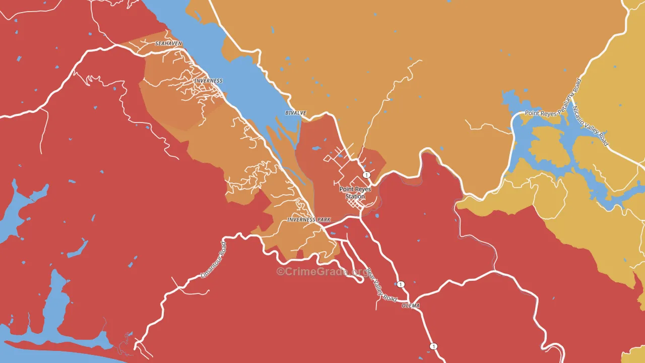 Point Reyes Station, CA Map of Assault Rates