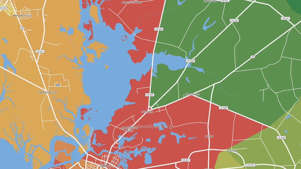 Pointers, NJ Map of Assault Rates