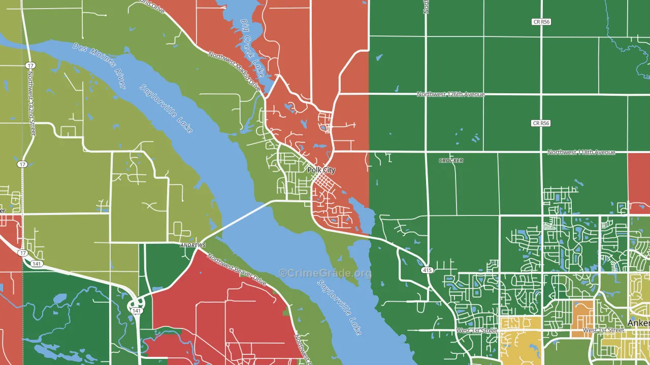 Polk City, IA Map of Assault Rates