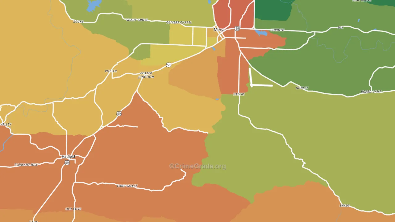 Polk County, AR Map of Assault Rates