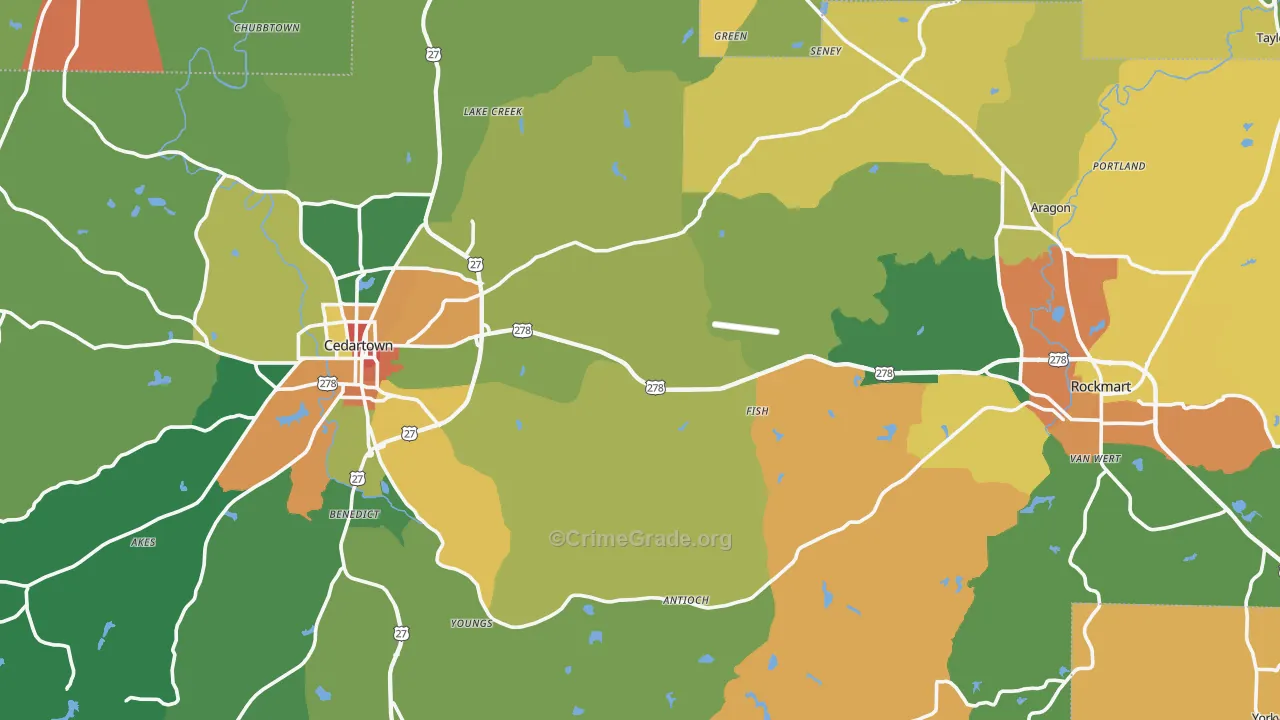 Polk County, GA Map of Assault Rates