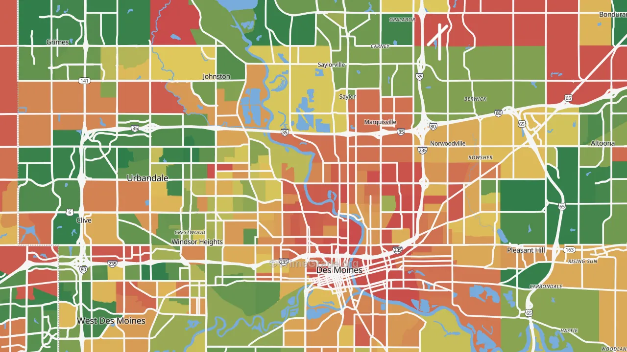 Polk County, IA Map of Assault Rates