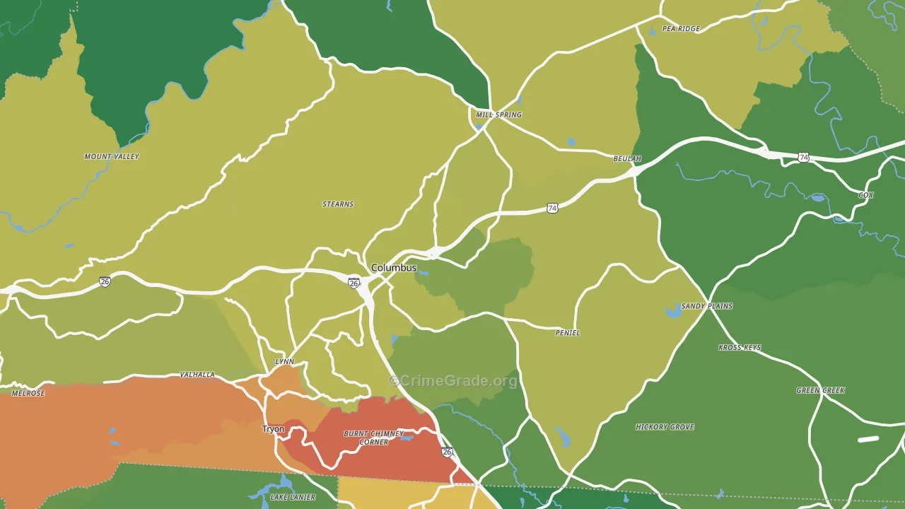 Polk County, NC Map of Assault Rates