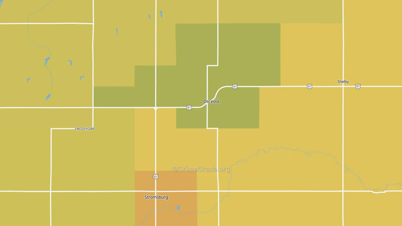 Polk County, NE Map of Assault Rates