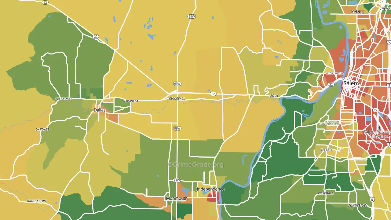 Polk County, OR Map of Assault Rates