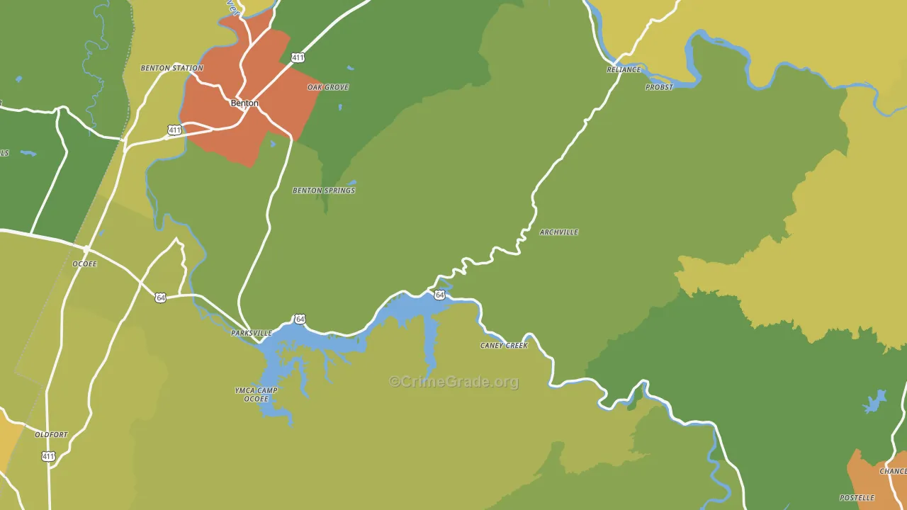 Polk County, TN Map of Assault Rates