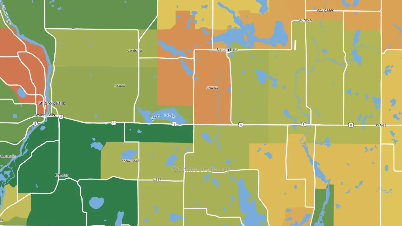Polk County, WI Map of Assault Rates