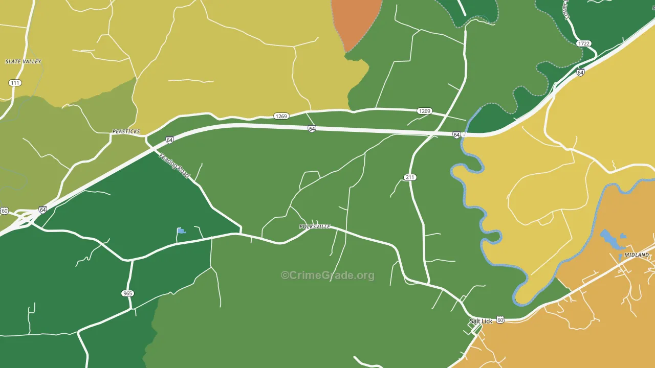 Polksville, KY Map of Assault Rates