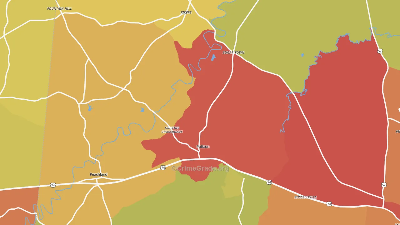 Polkton, NC Map of Assault Rates