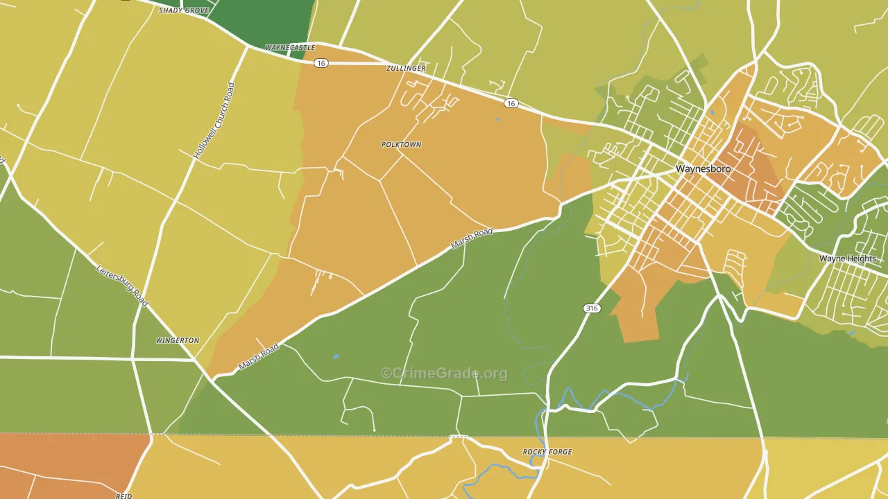 Polktown, PA Map of Assault Rates