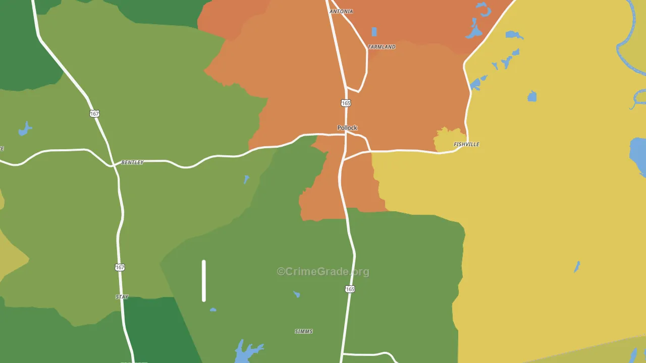 Pollock, LA Map of Assault Rates