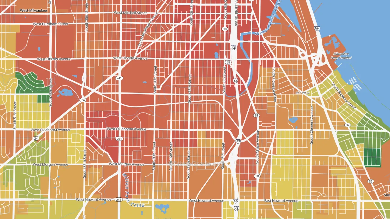Polonia, Milwaukee, WI Map of Assault Rates