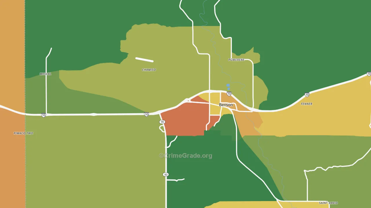 Pomerene, AZ Map of Assault Rates