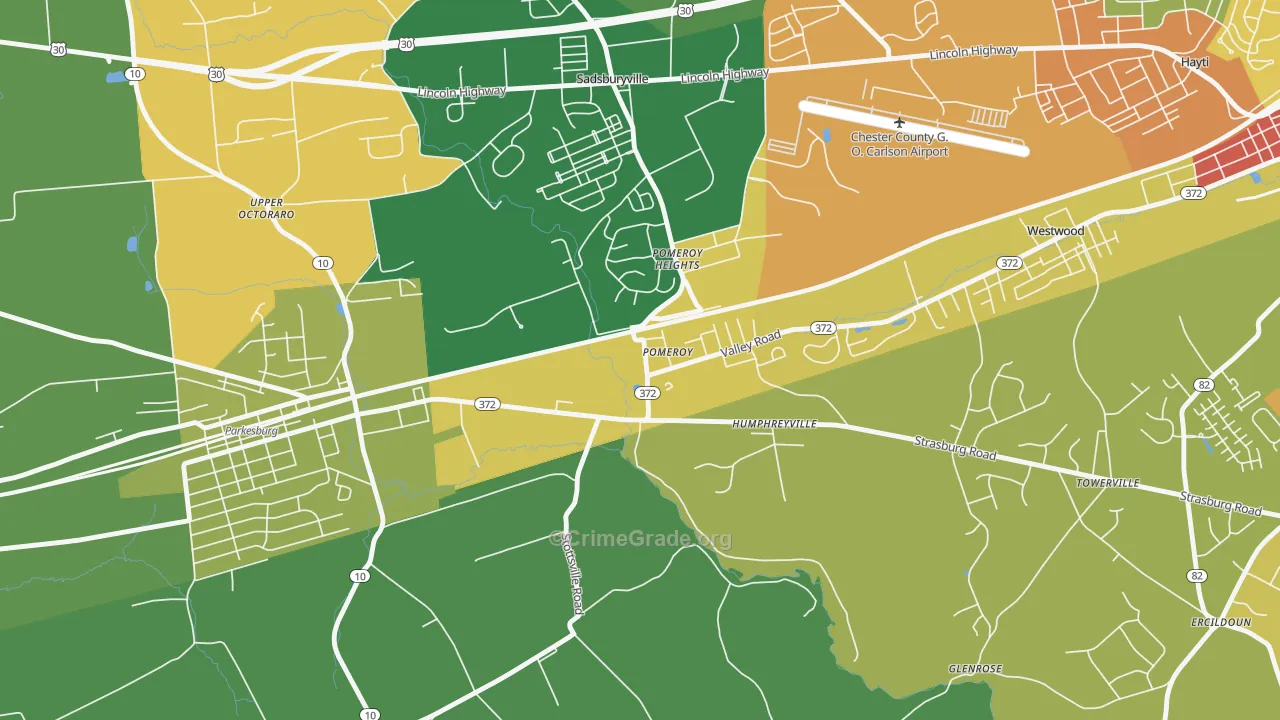Pomeroy, PA Map of Assault Rates