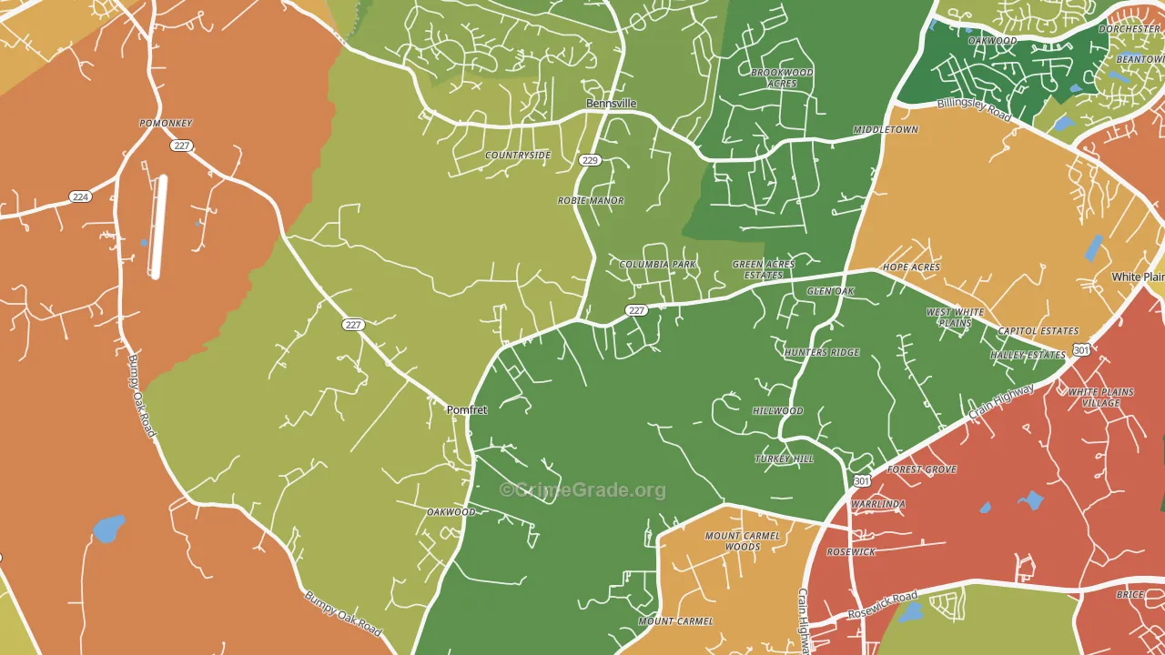 Pomfret, MD Map of Assault Rates