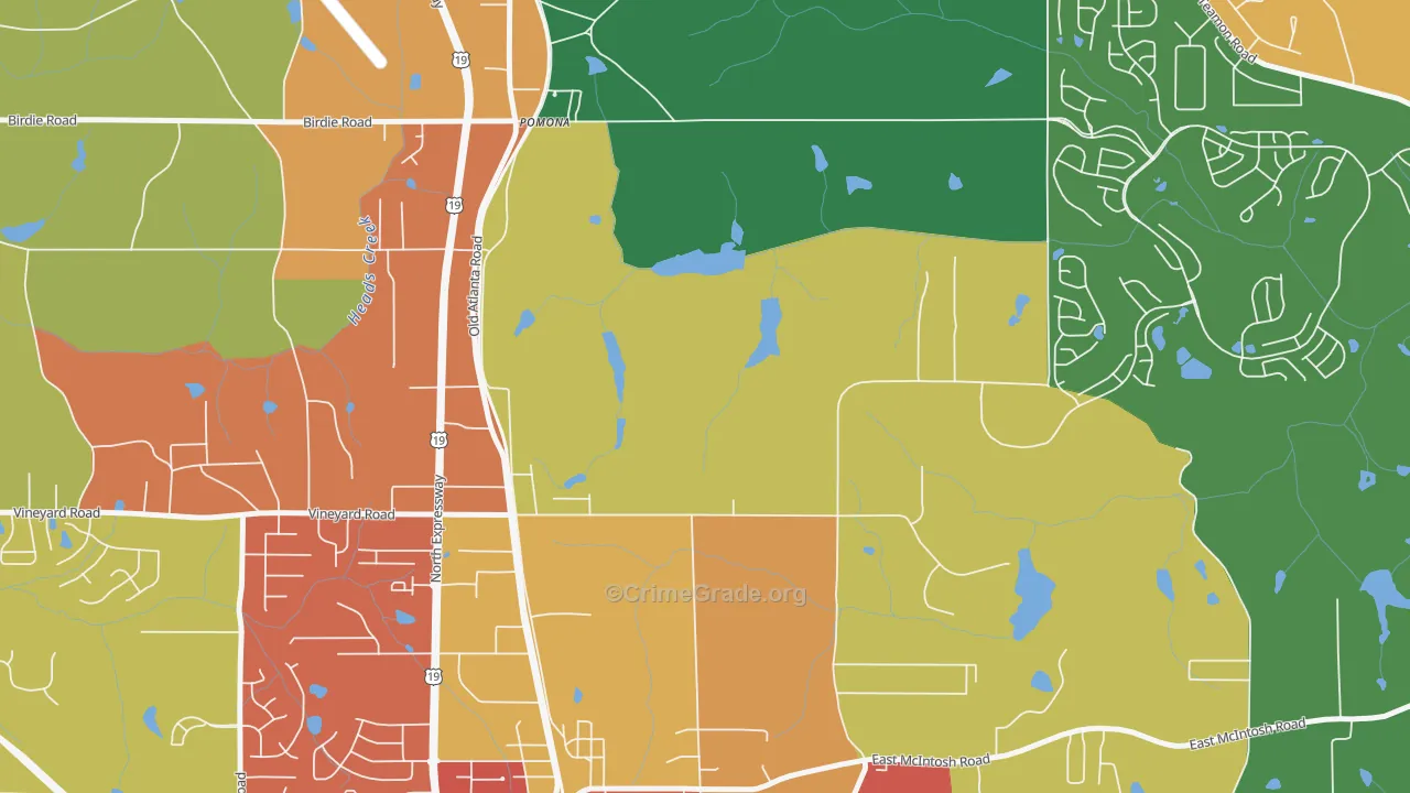 Pomona, GA Map of Assault Rates