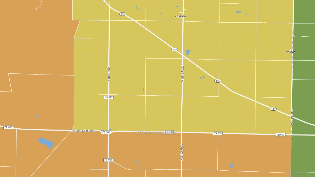 Pomona, MI Map of Assault Rates