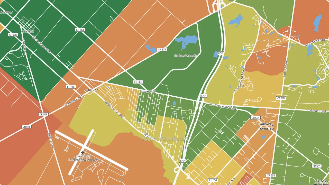 Pomona, NJ Map of Assault Rates