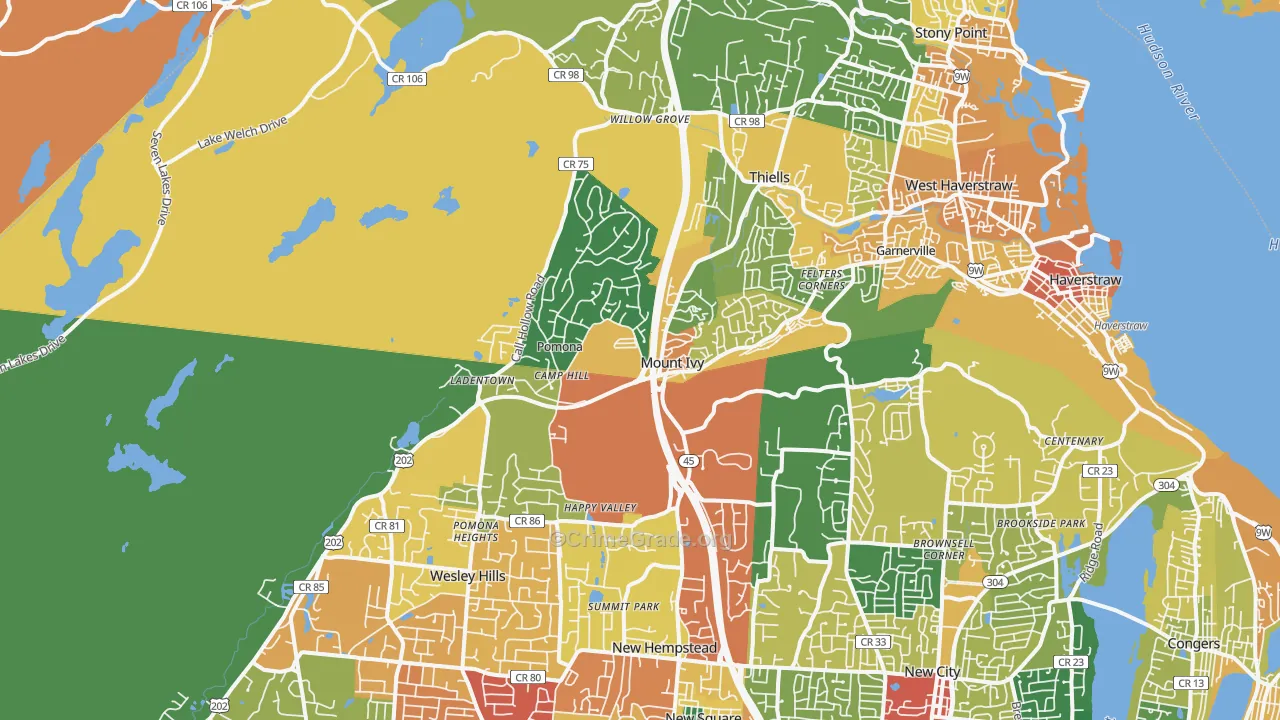 Pomona, NY Map of Assault Rates