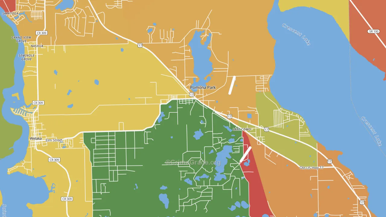 Pomona Park, FL Map of Assault Rates