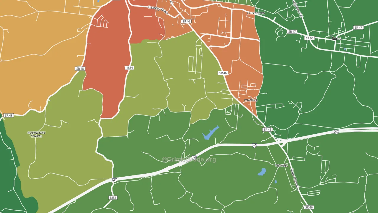 Pomona, TN Map of Assault Rates