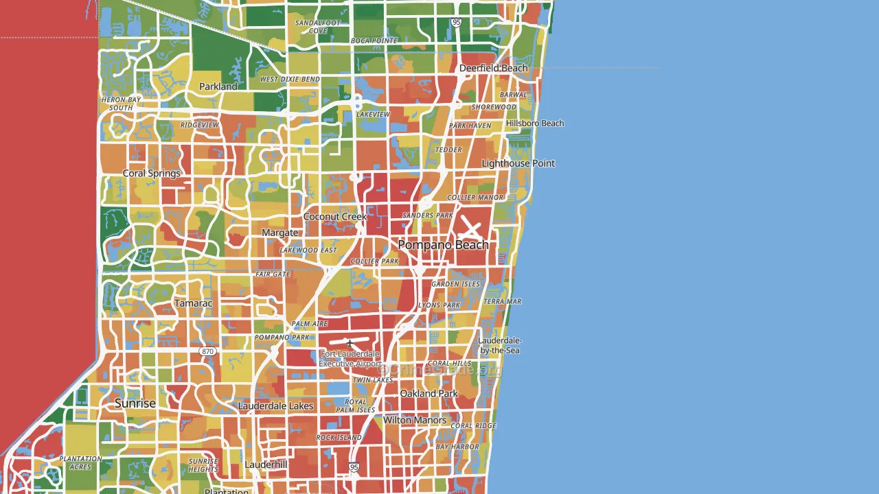 Pompano Beach, FL Map of Assault Rates