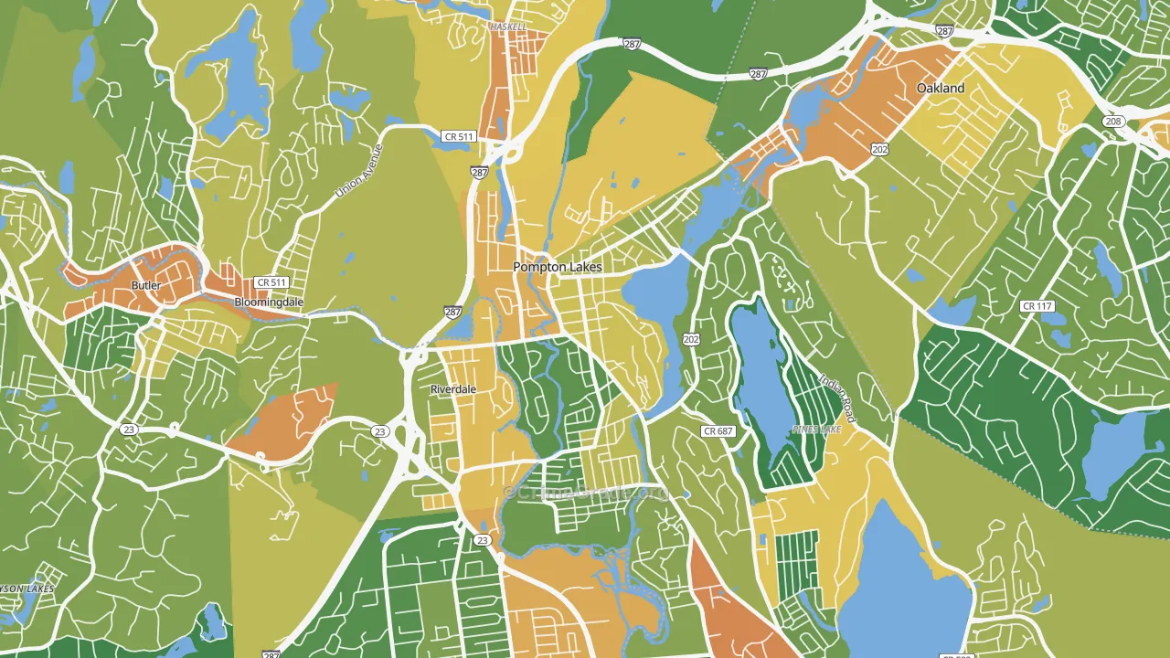 Pompton Lakes, NJ Map of Assault Rates