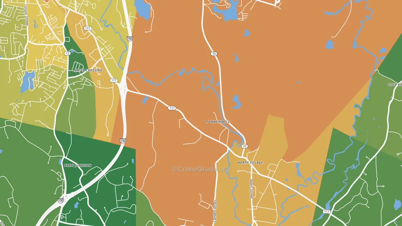 Ponakin Mill, MA Map of Assault Rates