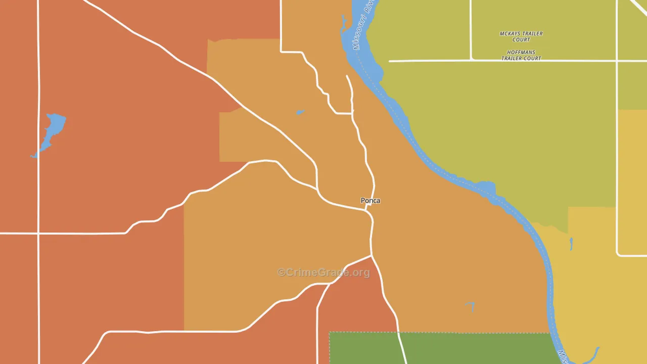 Ponca, NE Map of Assault Rates
